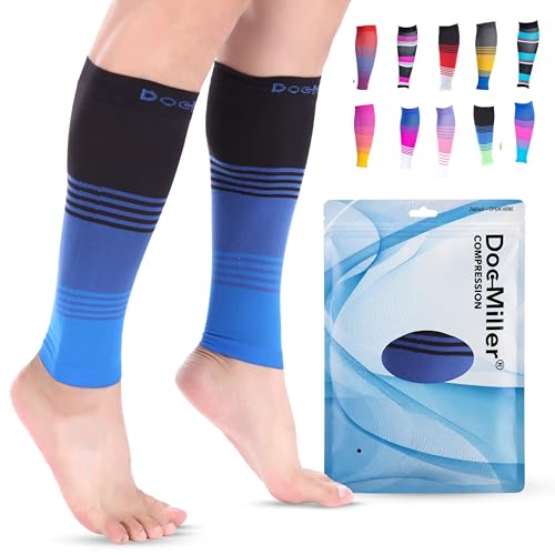 Doc Miller Calf Compression Sleeve 20-30 mmHg for Men & Women, 1 Pair - color: Black.Blue.Blue, size: Small