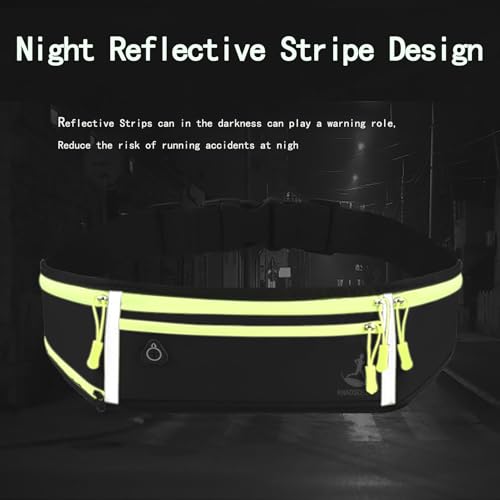 Running Belt for Men and Women, 4-Pocket Waist Pack Fits Large Phones, Lightweight No-Bounce Running Fanny Pack with Water Bottle Holder for Running, Walking, Cycling, Gym