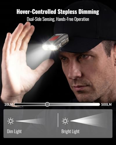 SUNREI 500LM LED Clip on Hat Light, 7 Modes Rechargeable Headlamp - size: SU-H480-Grey