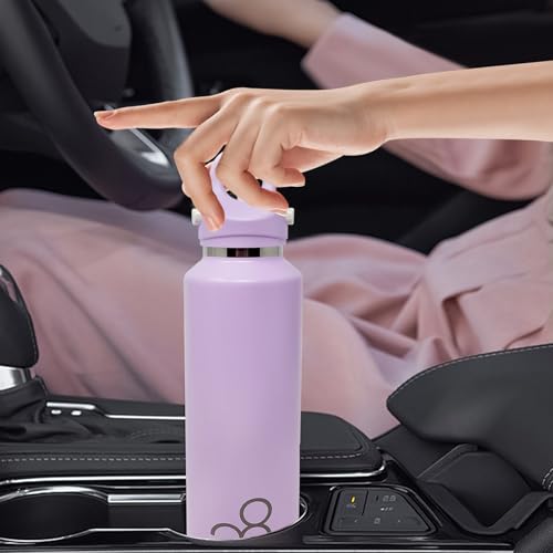 20 oz Insulated Water Bottle: Twist-Free Vacuum Stainless Steel thermal flask with Threadless Lockable Lid - Sweat-Proof & 36Hr Ice Retention - Anti-Scratch Coating & Leak Proof for Travel Gym Hiking - color: Lilac