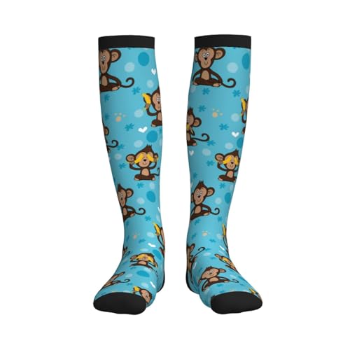 Compression Socks Circulation 15-20 Mmhg Knee High - color: Cute Monkey Banana