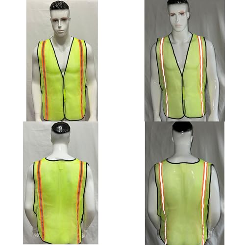 Dazonity High Visibility Reflective Safety Vest, 20pcs,Mesh,Reflective Strips, Fit for Men & Women, Work, Construction (Yellow) - color: Yellow-20pcs