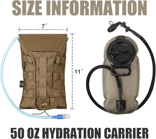 PETAC GEAR 1.5L / 3L Tactical Hydration Pack，Molle Carrier Pouch for 50 oz /100 oz Hydration Bladder Daypack Water Backpack. - color: CB, size: 1.5L combination set