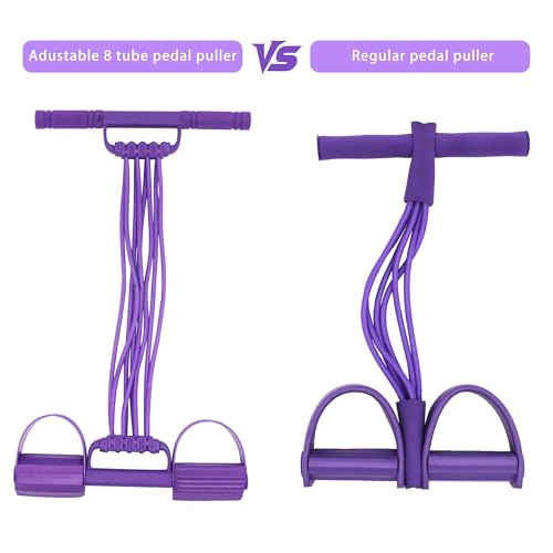 Multi-Function Tension Rope Band & Pedal Puller Resistance Band, 6-Tube Elastic Yoga Pedal Puller Resistance Band, for Abdomen/Waist/Arm/Leg Stretching Slimming Training - color: Purple-8 tube