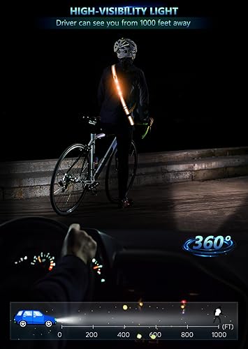 Fokia Kunbio LED Reflective Belt Sash for Walking at Night,Running Safety Gear LED Light Up Running Belt for Runners Walkers - color: Orange