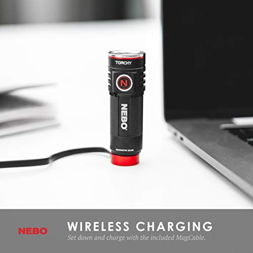 NEBO Torchy Rechargeable Pocket Flashlight | 1,000 Lumens, 5 Light Modes, Magnetic Base & Steel Clip, Water Resistant, LED Mini Flashlight for EDC & Camping, Includes Charging Cable - color: 1000 Lumen-Black