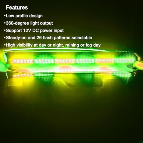 WOWTOU Rooftop Strong Magnetic LED Amber Green Emergency Strobe Light Bar - color: Amber / Green