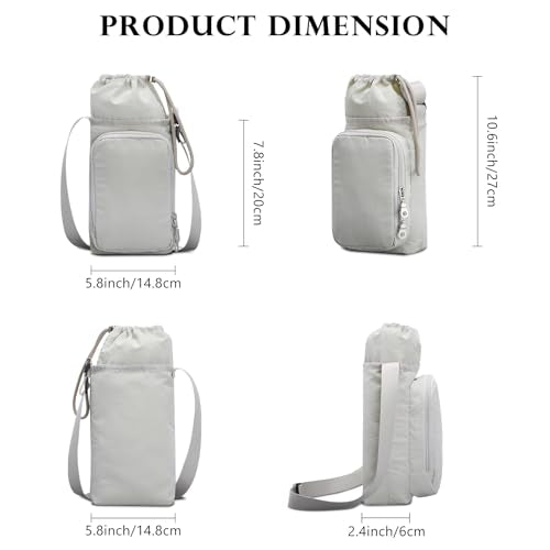 Water Bottle Carrier 32oz Adjustable Convenient holder with Handy Storage - color: Beige