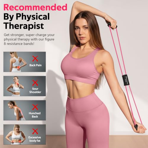Resistance Bands with Handles, Figure 8 Fitness Bands, Exercise Bands Set - color: Yellow, Grey, Red, size: 3pcs