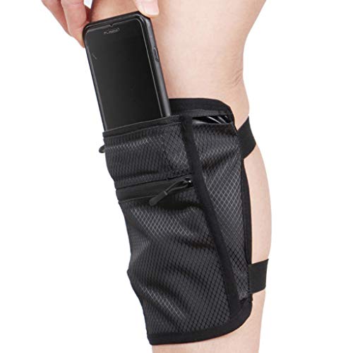 Practical Phone Leg Straps, Running Armband Sleeve Phone Holder with Adjustable Strap for Sports Exercise Workout - color: Black