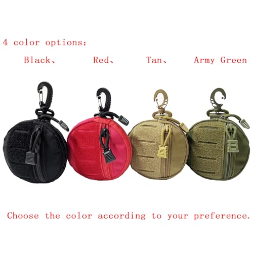 1000D Laser Cut Coin EDC Pouch Change Purse Tactical Round Zipper Bag - color: Tan Set 1
