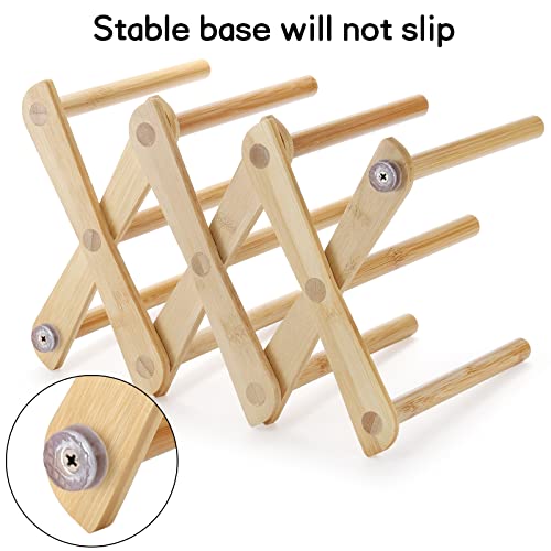 Lawei 2 Pack Bamboo Bottle Drying Rack, Retractable Bottle Cup Dish Drying Rack, Plastic Bag Dryer Rack and Portable Drainer Stand Holder for Water Bottles, Plate, Cup, Pot Lid, Cutting Board