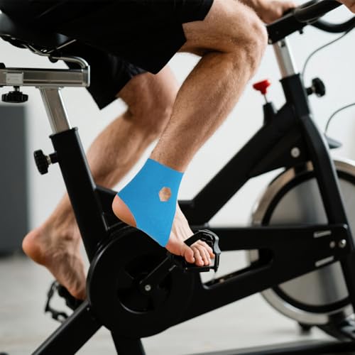 10pcs Precut Kinesiology Tape for Ankle, Elastic Latex-Free Cotton Athletic Tape Strips Waterproof and Breathable Ankle Support Patches for Sports and Training (Blue)