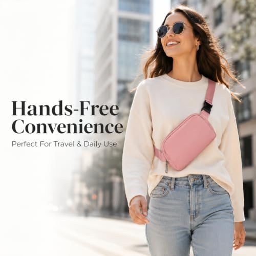 Fanny Pack, Adjustable Crossbody Waist Bag, Pink - color: Pink