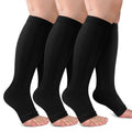 CTHH Toeless Compression Socks for Women & Men Open Toe Knee High Stocking - color: Dark Black, size: Large-X-Large