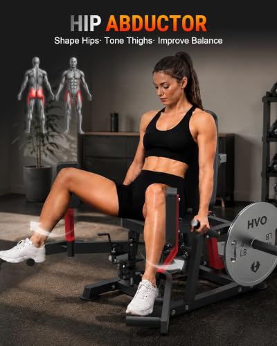 HVO Hip Abductor Machine,6-Level Adjustable,360°Rotating Pad,1600LBS - color: Red