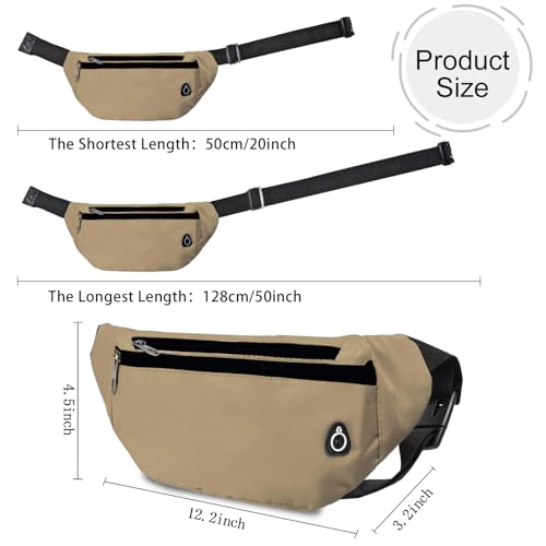 Fanny Pack for Women Men,Crossbody Water Resistant Sports Waist Bag Pack - color: 1pack-khaki