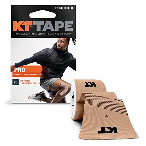 KT Tape, Pro Synthetic Kinesiology Athletic Tape, 20 Count, 10” Precut Strip - color: STEALTH BEIGE