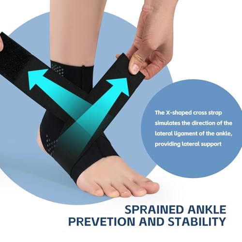 JOMVD Elastic Ankle Brace for Women&Men - Thin Lightweight Silky Compression Sleeves with Wraps for Plantar Fasciitis Sprained Ankle Injury Relief, Sports, Running,X-Large