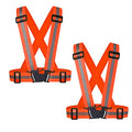 2 pcs Reflective Vest, Adjustable High Visibility Reflective Safety Straps Gear for Run, Cycling,Pet Walking - color: Orange