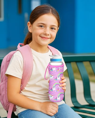 Water Bottle Sleeve for Cirkul 22 oz - Bottles Cover Holder Carrier Bag with Handle Strap - color: Pink Purple