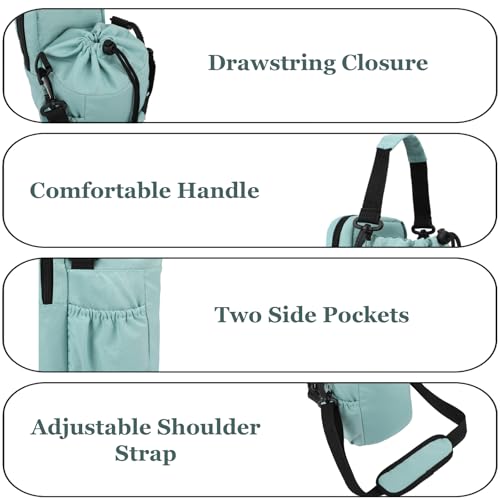 Water Bottle Holder with Strap, 32/40oz Insulation Water Bottle Carrier Bag with Phone Pocket, Water Bottle Sling Bag Crossbody Water Bottle Holder for Hiking Walking - color: Turquoise