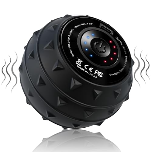 5-Speed Vibrating Massage Ball: Silicone Electric Massager with Auto Shut-Off, Physical Therapy Ball for Fitness, Mobility, and Relaxation, Wellness Gift (Black)