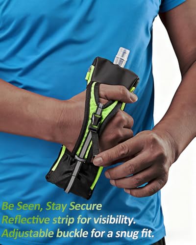 Zelvot Running Water Bottle Hand with 500ml Soft Flask, Collapsible, Green