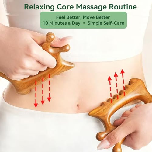 Wood Therapy Massage Tools – Wooden Manual Guasha Tool, Handheld Body & Scalp Massager, Trigger Point Scraper, Reflexology & Lymphatic Drainage Inspired Wooden Massage Tool for Face, Neck, Back & Legs - color: Sandalwood Veil
