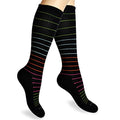 SocksLane Cotton Compression Socks, 15–20 mmHg Graduated Support, Knee-High Medical Compression (Black Stripes S/M) - color: Black Stripes, size: Small/Medium (1 Pair)