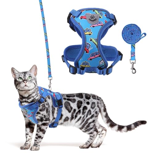KOOLTAIL Cat Harness and Leash Set, Escape Proof for Safe Walking & Travel, Reflective Comfortable Easy Control Adjustable Kitten Harness for Boys&Girls Small Medium Large Cats Car S - size: Small