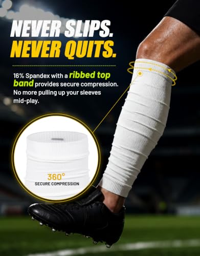 Football Leg Sleeves Scrunch Style Calf Compression Sleeve Men One Size - color: White