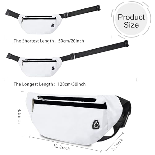 Fanny Pack for Women Men,Crossbody Water Resistant Sports Waist Bag Pack - color: 1pack-white