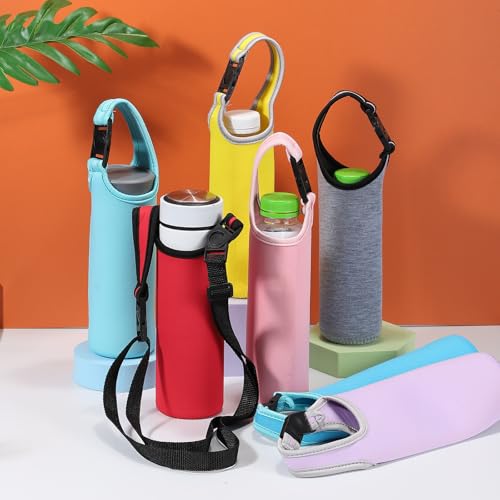 uxcell 2pcs Neoprene Water Bottle Sleeve, 15.5-20oz Insulated Water Glass Bottle Carrier Bag Collapsible Drink Bottle Sleeve Cover Holder with 2 Straps, Gray - color: Gray