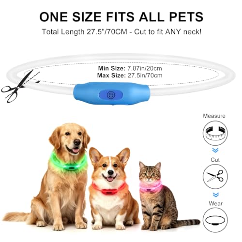 Novkin 2-Pack LED Dog Collar, Light Up Dog Collars,Rechargeable Dog Lights for Night Walking，Universal, Reusable Safety Necklace for Small Medium Large Dogs Green&Blue - color: Green&Blue