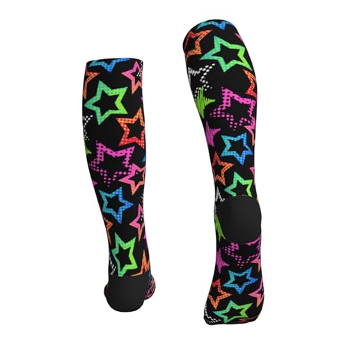 Compression Socks Women And Men For Nurses Travel Pregnancy Recovery Running Athletic - color: Graffiti Style Star Black