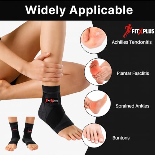 FIT-X-PLUS X-Large Ankle Brace for Men & Women (Pair) – Compression Ankle Support Sleeve for Sports, Running, Gym, Walking, Workout, Basketball & Daily Activities, Black - size: X-Large