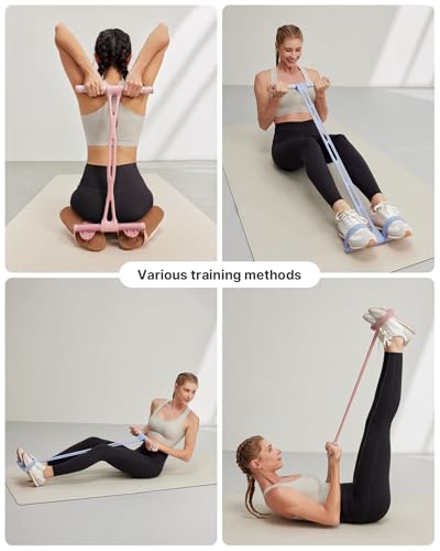YOTTOY Pedal Resistance Band, Thick Elastic Tension Rope with Handles, Sit-Up Pull Rope Fitness Equipment for Leg, Arm, Abs, Waist, Home Gym & Yoga Training - color: Blue