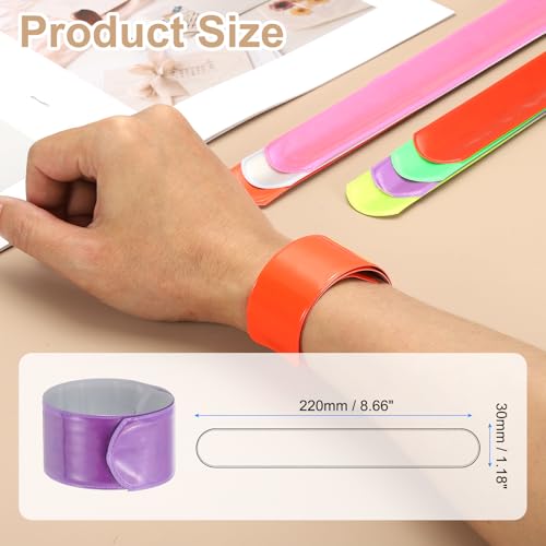 PATIKIL 22cm/8.7in Reflective Bands, 24pcs Reflective Arm Bands Straps Wrist Reflective Running Gear Safety Reflective Straps Bracelets High Visibility for Night Walking Bicycle - color: Purple