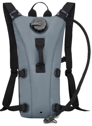 Tactical Water Hydration Pack Military 3L Water Bladder Carrier Backpack Leakproof for Running Jogging Cycling Hiking - color: Gray