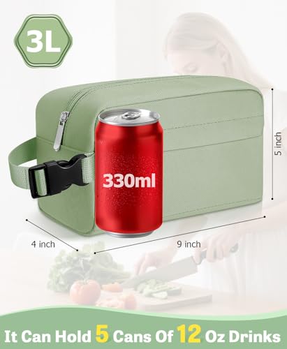 Small Lunch Bag, Freezable Snack Bag for Kids, Mini Lunch Box - color: Green