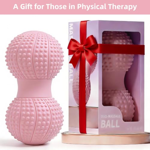 8 Inch Large Peanut Massage Ball Roller for Large Muscle Groups, Deep Tissue Double Massage Ball for Neck,Back,Leg,Low Back,Peanut Myofascia Release Ball for Muscle Knots&Physical Therapy - color: Pink