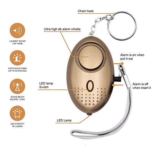 KOSIN Safe Sound Personal Alarm, 3 Pack 145DB Personal Security Alarm Keychain with LED Lights, Emergency Safety Alarm for Women, Men, Children, Elderly