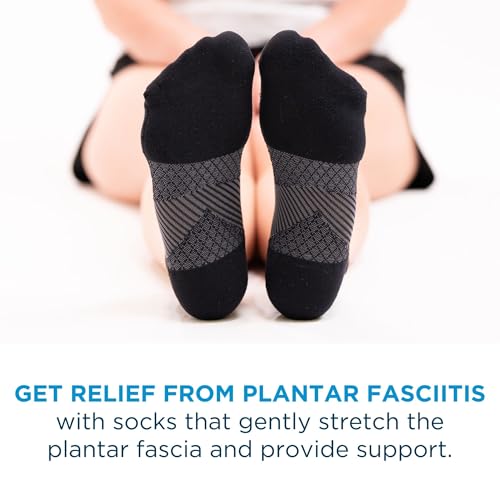OrthoSleeve FS4 Plantar Fasciitis Compression Socks - color: Black No-Show, size: Small