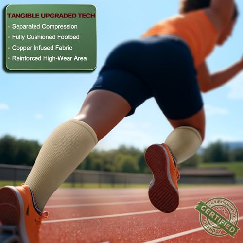 KEMISANT Women Cushioned Compression Knee High Sports Recovery Socks 3Pack - color: 3pairs-nude8306, size: Small-Medium