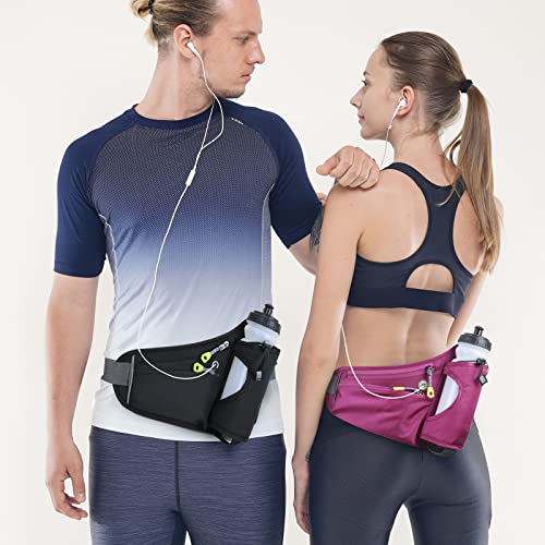 HOTEMIA Fanny Pack with Water Bottle Holder, Hydration Running Belt for Men Women Adjustable Strap Waist Bag Suitable for Hiking Running Walking Jogging Camping(Bottle Not Included) (Black) - color: Black