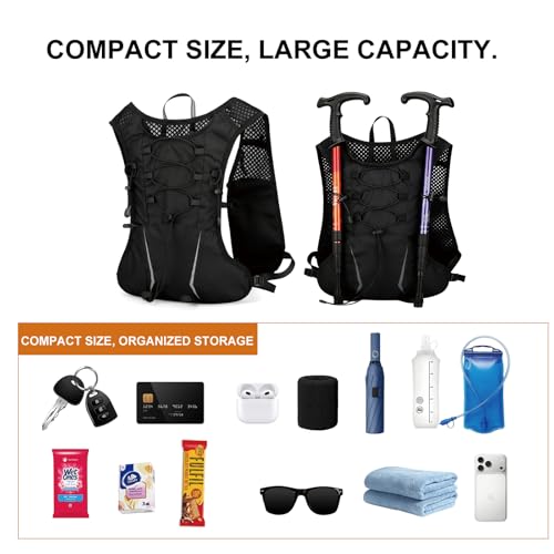 IEJ Running Hydration Vest with 500ml Soft Flask for Marathon - color: Black