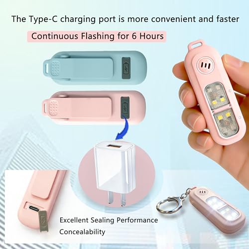 130DB Rechargeable Personal Alarm | One-Button Alarm | 4 Flash Light Modes | Equipped with a Back Clip | Free Keychain Included | Ideal for Women, Kids and the Elderl（Blue - color: Blue
