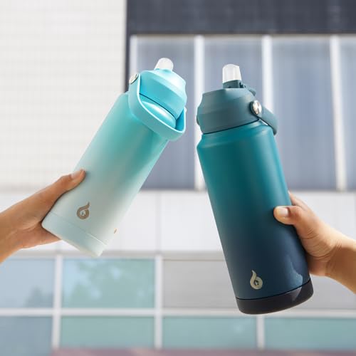 BJPKPK 32oz Insulated Water Bottle, Stainless Steel Bottle with Straw Lid - color: Sky, size: 32 Ounces