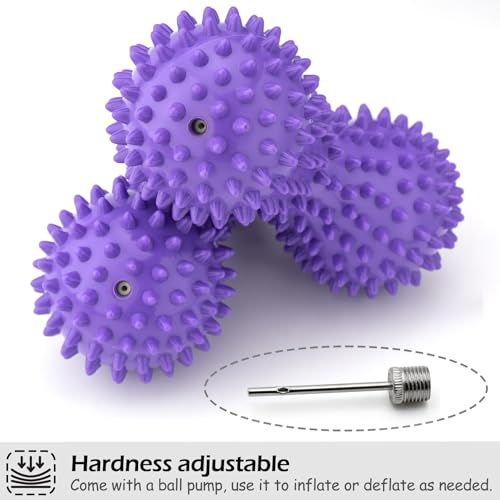 Peanut Shape PVC Hard Spiky Massage Ball Trigger Point Deep Tissue Massaging Hand Foot Massager Roller Ball Tension Muscle Relax - 2 Pack, Purple (Purple)